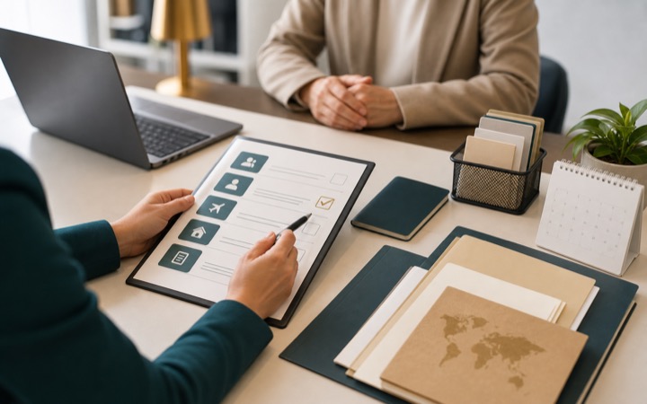 Immigration service selection and document planning desk